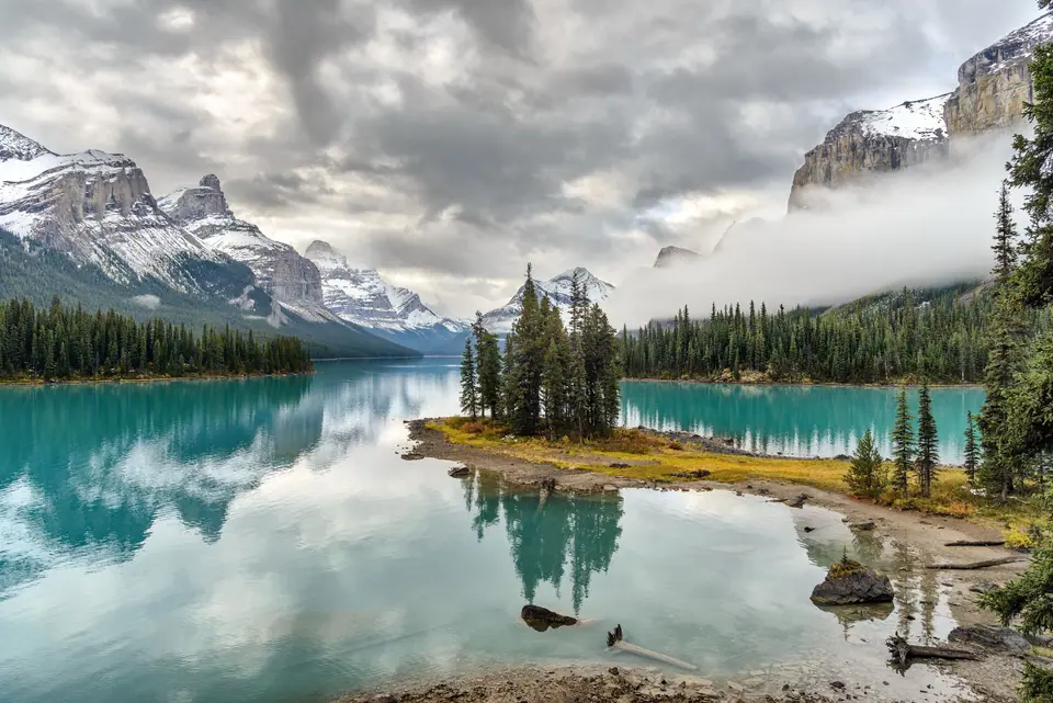 Spirit Island and Maligne Lake in Jasper National Park